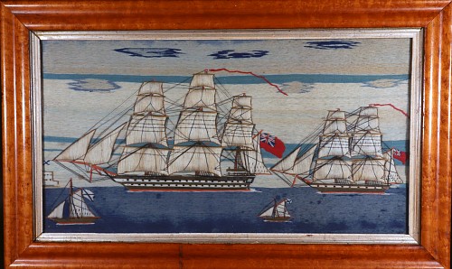 Sailor's Woolwork British Sailor's Woolwork of Four ships including Two Royal Navy Ships, 1875 $6,500