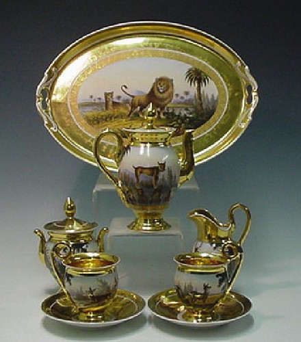 Inventory: Potschappel Gilt Porcelain Tete-a-tete Set, Carl Thieme, Circa 1890., SOLD •