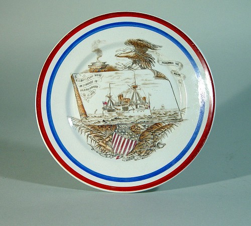 Inventory: An American Commemorative plate US Battleship Maine, Circa 1898., SOLD •
