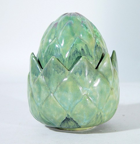 A Continental Faience Trompe L'oeil Box in the Form of an Artichoke, Schrezheim or Proskau, Circa 1770 SOLD •