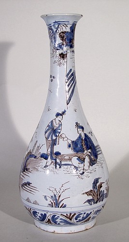 Inventory: A Large French Nevers long-necked Vase in underglaze blue and manganese, Circa 1680, SOLD •