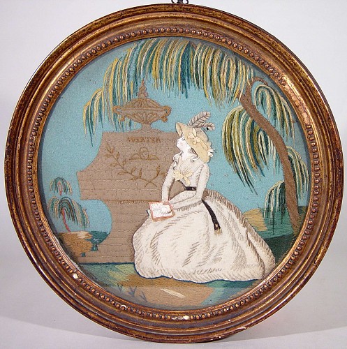 Inventory: A Woolwork Memorial Picture, Circa 1820., SOLD •