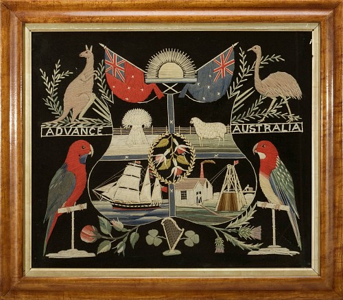 Inventory:  Sailor's Woolwork, Australian Woolwork Picture, Circa 1900-08, SOLD •