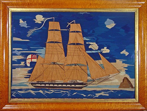 Inventory: A Large Sailor's Woolwork of H.B.M. Packet. Crane with the date of 1849 and the name of The Ship., SOLD •