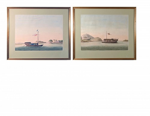 Inventory:  China Trade, Chinese Export Watercolours of Sampans on European Paper and of Large Size,, Circa 1790-1800., SOLD •