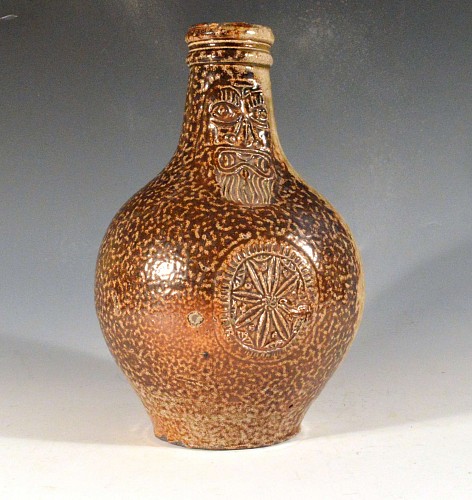 17th Century Stoneware Bellarmine, Probably German, Frechen, 1660-80 SOLD •