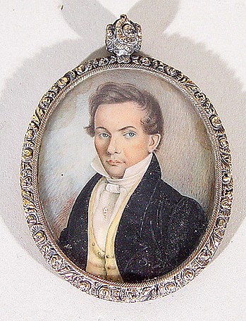 Inventory: An American Portait Miniature of a Man, Circa 1810-20., SOLD •
