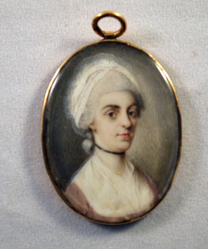 Portrait Miniature American Portrait Miniature of a Lady of Lydia Rawlinson, Charles Wilson Peale, Circa 1775-80. SOLD •