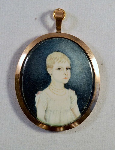 Inventory: Portrait Miniature American Portrait Miniature of a Girl, Possibly Connecticut, Circa 1800. SOLD &bull;
