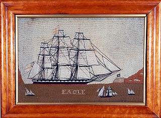 Work: ~~ A New Item ~~ Sailor's Woolwork ~~ Woolie ~~ Ship ~~ Bruno Effect ~~, 1875 SOLD &bull;