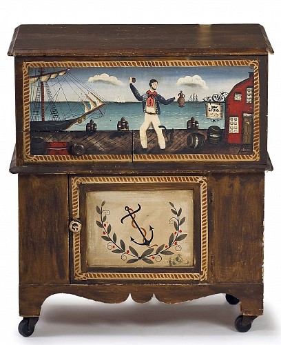 Inventory: Ralph Cahoon American Ralph Cahoon Painted Chest, 1950's. SOLD &bull;