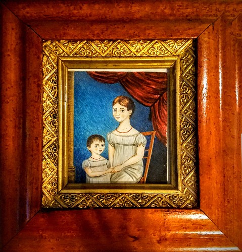 Portrait Miniature Folk Art Portrait Miniature Portrait of Two Sisters, 1820 SOLD •