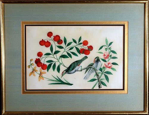 Inventory:  China Trade, China Trade Bird Painting on Pith Paper, 1840-60, $750