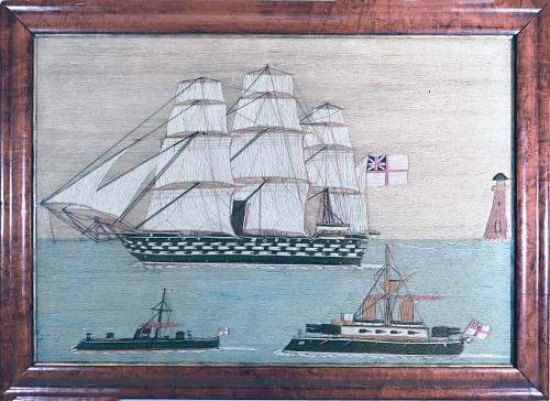 Sailor's Woolwork British Sailor's Woolwork of Three Royal Navy Ships
, 1885 $5,000