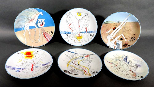 Salvador Dali Six Limoges Transfer-Printed Porcelain Cabinet Plates Designed by Salvador
Dali- ''Le Conquete du Cosmos '', 1970s $2,000