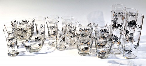 Libbey Glass Co. Vintage Libbey Bar Glasses, (23 pieces) Curio Line Designed by Freda Diamond, 1950s $650