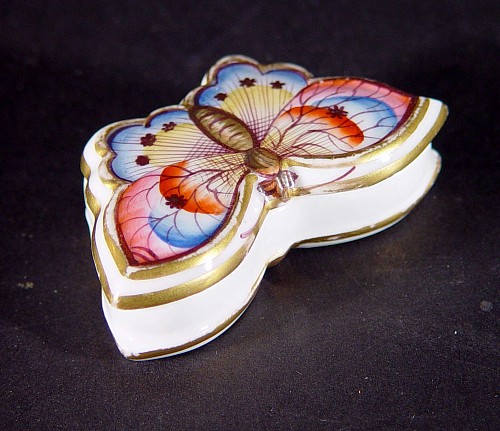 Inventory:  Spode Factory, Antique Porcelain Spode Double-sided Butterfly Box & Cover., 1810-30, $1,250