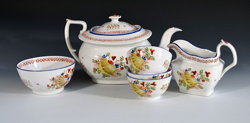 Search:  New Hall, New Hall Porcelain Pattern 1045 Part Tea Service with Sea Shell & Seaweed Painting, 1813-17, $950