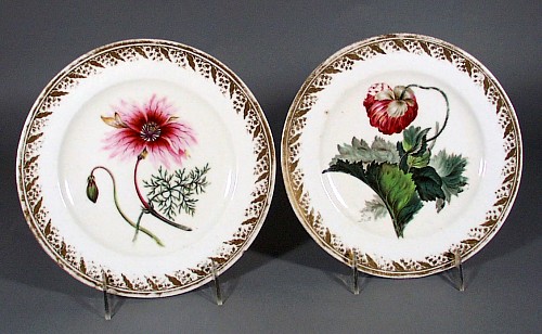 Inventory:  Derby Factory, Antique Derby Porcelain Pair of Plates, Pattern Number 115 by John Brewer, Circa 1795-1805, $1,250