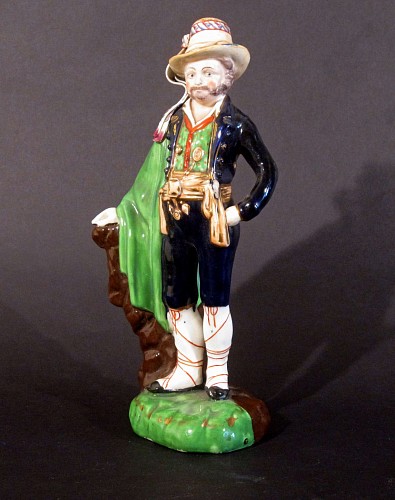 Inventory:  Chamberlain's Worcester, Antique Chamberlain Worcester Figure of one of the Rainer Brother Tyrolese Singers, Circa 1828, $1,250