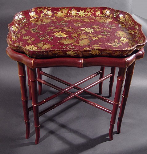 Henry Clay Burgundy Papier-mÃ¢chÃ© Lacquered Tray and Base by Henry Clay, Circa 1815 $6,500
