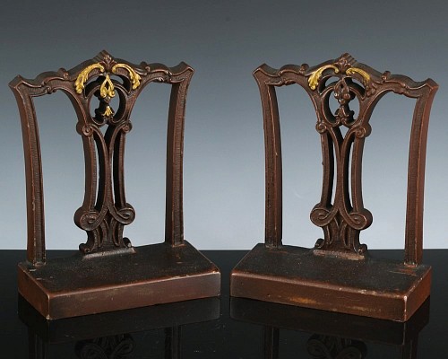 Inventory:  Bradley & Hubbard, American Bookends in the form of a Chippendale Chair Back, Bradley & Hubbard, 1920s, $750