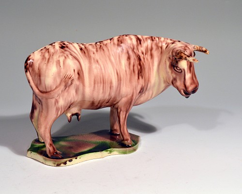Creamware Pottery Whieldon-type Rare Lead-glaze Creamware Model of a Cow, Circa 1765-75 $4,500