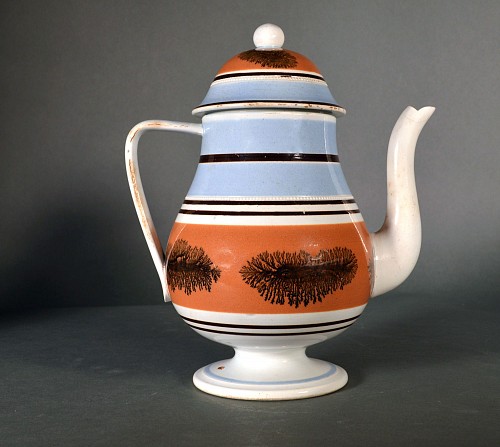 Mocha Mocha Seaweed Pottery Pearlware Slip Decorated Coffeepot, 1820 $2,500