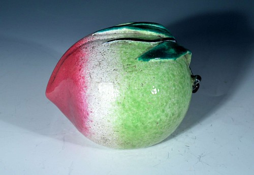 Inventory:  Chinese Export Porcelain, Chinese Porcelain Peach Trompe L'oeil Temple Fruit, Mid-19th Century, $950