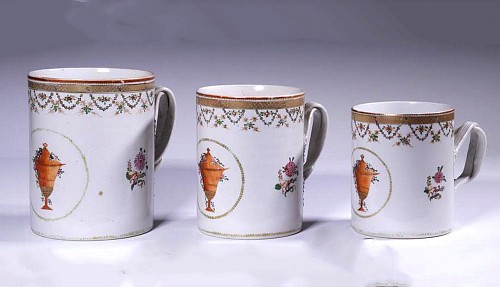 Search Results: Chinese Export Porcelain Chinese Export Porcelain Set of Graduated Famille Rose Tankards, 1780 $3,750