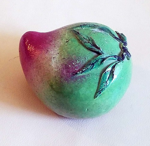 Inventory:  Chinese Export Porcelain, Chinese Export Porcelain Trompe L'oeil Peach Temple Fruit, Circa 1860-85, $950