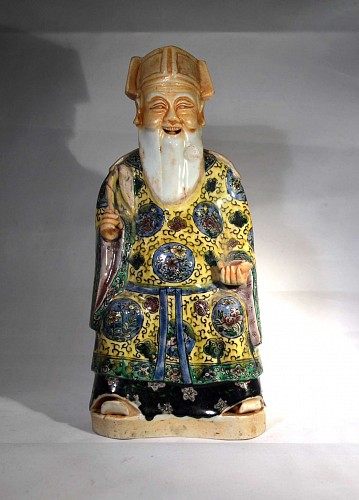 Inventory:  Chinese Export Porcelain, Chinese Porcelain Seated Figure of Daoist Figure, 19th Century, $750