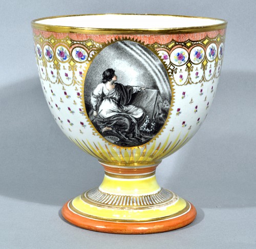 Inventory:  Chamberlain's Worcester, Chamberlain Worcester Porcelain Goblet with Painting by Humphrey Chamberlain after Angelica Kauffman's Painting of The Figure of Design, 1800-1815, $1,980