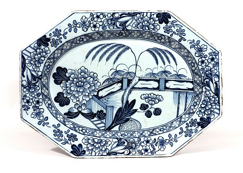 British Delftware Liverpool or Irish Delftware Chinoiserie Blue & White Dish, 1745-65 $7,900
