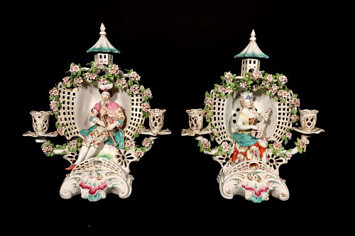 Search Results: Derby Factory Derby Porcelain Arbor Musician Candelabrum, 1770 $12,500
