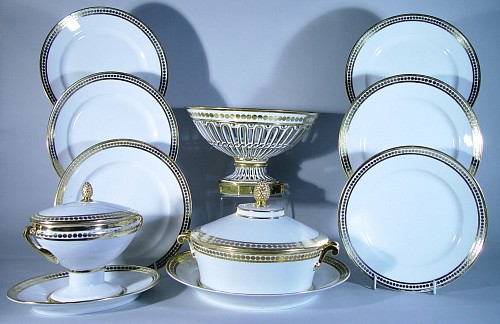 Inventory:  Paris Porcelain, Paris Porcelain Dessert Service, Attributed to Dagoty, Circa 1800, $18,000