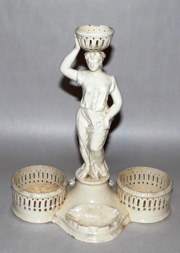 Creamware Pottery Italian Creamware Figural Cruet, Late 18th Century $450