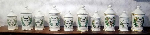 Paris Porcelain Set of Ten French Porcelain Apothecary Jars, 19th century $4,800