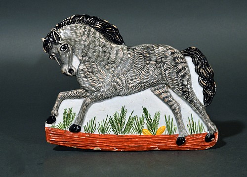 Inventory: Rorstrand Continental Faience Plaque in the from of a Horse, Probably Rorstrand, Sweden, Circa 1840 $950