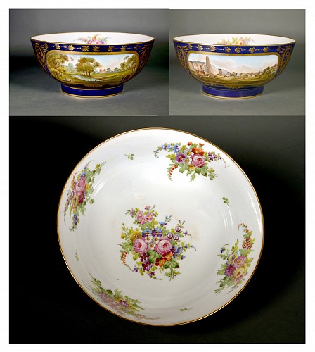 Inventory: Edme Samson et Cie, Paris, Edme Samson et Cie, Paris Porcelain Mazarine Blue-Ground Punch Bowl, 19th C $1,800