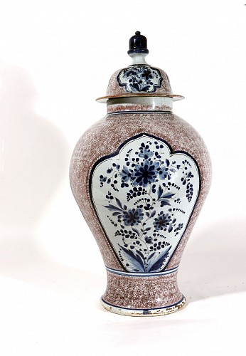 German Faience 18th-century German Faience Powdered Manganese & Blue Large Vase & Cover, 1750 $8,500