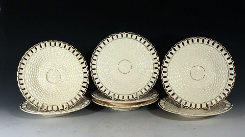 Creamware Pottery European Creamware Openwork Dessert Plates- Set of Seven, 1860 $1,250