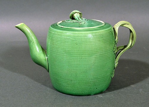 Creamware Pottery English Creamware Pottery Green Glazed Teapot & Cover, Swinton, Yorkshire, 1770 $3,900