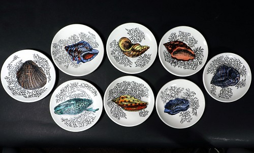 Inventory: Mid-century Modern Mid-century Modern Ceramic Coasters decorated with Sea Shells, 1960s-70s $895