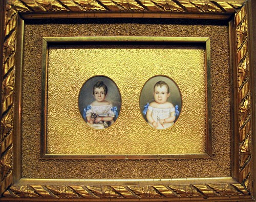 Inventory: Portrait Miniature Double Portrait Miniatures of Children-A Brother & Sister., Circa 1840 $3,500