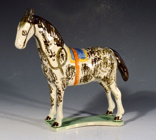 Inventory: Pearlware Newcastle Prattware Pottery Model of a Horse,  Probably St. Anthony Pottery, 1800-20 $5,900