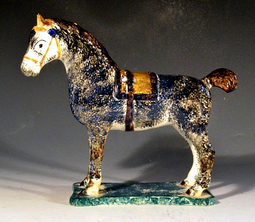 Inventory: Pearlware Newcastle Prattware Pottery Model of a Horse, Probably St. Anthony Pottery, 1800-20 $5,500
