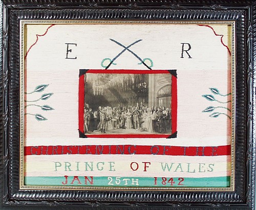 Inventory:  Woolwork, Christening of the Prince of Wales Woolwork Picture, Dated 1842, SOLD •