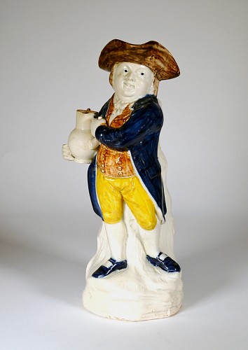 Inventory:  Pearlware, English Pottery Hearty Good Fellow Pearlware Toby Jug, 1800, $2,200