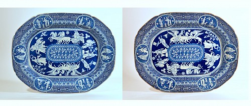 Inventory:  Herculaneum, Herculaneum Greek Pattern Blue Printed Dishes-Two Oversized Dishes, 1815, $3,500